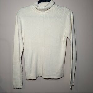 GAP 100% Cotton Ribbed Long SleeveTurtleneck Butter Yellow Sweater Size M